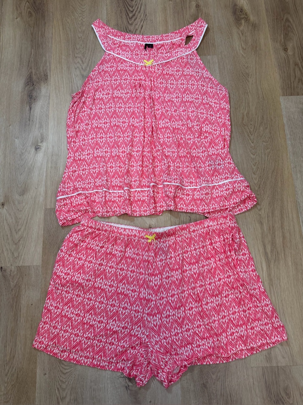 Kensie Pink and White Ikat Pajama Set